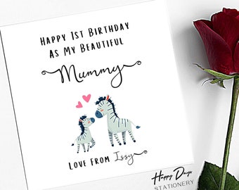 Happy 1st Birthday As My Mummy Beautiful Mummy Birthday Card, Mommy 1st Birthday Card, Card for Mummy,  Happy First Birthday As A Mummy