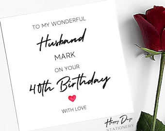 Carte d'anniversaire de mari Merveilleuse carte d'anniversaire de mari, 40e carte d'anniversaire pour mari, carte de 40e anniversaire de mari, 40 ans, 40, 40e