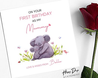 ママになって1歳の誕生日おめでとう、ママの1歳の誕生日カード、ママへのカード、ママの誕生日カード、ママになって1歳の誕生日おめでとう