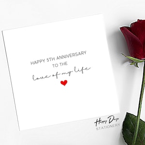 Tarjeta de 5.º aniversario de boda Amor Tarjeta de 5.º aniversario, Tarjeta de aniversario de 5 años, 5.º aniversario, Aniversario de 5 años