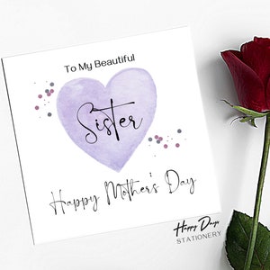 Mother's Day Card for Sister, Beautiful Sister Mothers Day Card, Happy Mother's Day, Card for Sister image 1