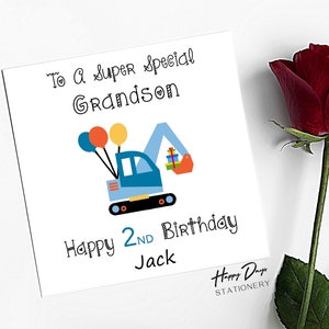 Carte d'anniversaire de petit-fils Carte d'anniversaire de camion pour petit-fils, petit-fils 2ème carte d'anniversaire, petit-fils de 2 ans, 2ème carte d'anniversaire, petit-fils 2ème