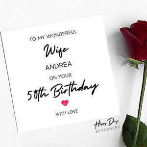 Wife Birthday Card, Personalized Card for Wife, for Wonderful Wife