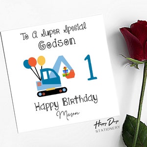 Godson Birthday Card Truck Birthday Card for Godson, Godson 1st Birthday Card, 1 Year Old Godson, Personalised, 1st, Godson 1st Birthday