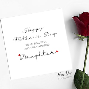Tarjeta del Día de la Madre para mi hermosa y verdaderamente increíble hija, tarjeta del Día de la Madre para mi hija
