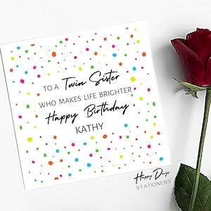 Tarjeta de cumpleaños para hermana gemela. Tarjeta de cumpleaños personalizada para hermana gemela. Tarjeta de cumpleaños para hermana gemela. Tarjeta para hermana. Tarjeta de cumpleaños para hermana gemela.
