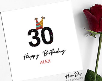 30th Birthday Card for Male or for Female, 30th Birthday Card for Man, 30th Birthday Card for Woman, Card for Her, For Him, 30th, 30