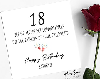 18.Geburtstagskarte Lustige 18.Geburtstagskarte für Mädchen, 18.Geburtstagskarte für Jungen, Karte für Sie, Für Ihn, Humor, Personalisiert, 18 Jahre alt