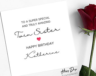 Twin Sister Birthday Card, Birthday Card for Twin Sister, Twin Birthday Card, Birthday Card for Twin, Twin Sister