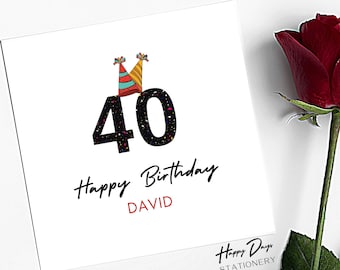 Tarjeta de 40 cumpleaños para hombre o mujer, tarjeta de 40 cumpleaños para hombre, tarjeta de 40 cumpleaños para mujer, tarjeta para ella, para él, 40, 40