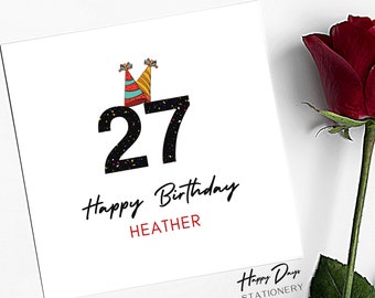 27th Birthday Card for Male or for Female, 27th Birthday Card for Her, 27th Birthday Card for Him, 27th, 27