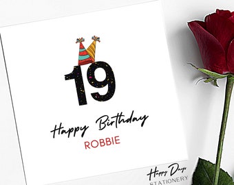 19e verjaardagskaart voor man of vrouw, 19e verjaardagskaart voor haar, 19e verjaardagskaart voor hem, 19, 19, 19 verjaardagskaart
