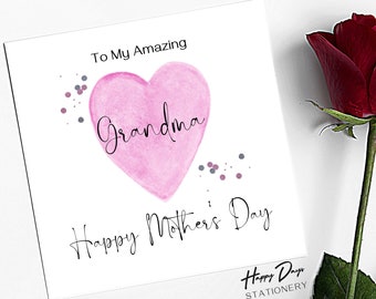 Mother's Day Card for Grandma Amazing Grandma Mothers Day Card, Happy Mothers Day, Card for Grandma, Grandmother, Granny, Nanny, Aunty, Aunt