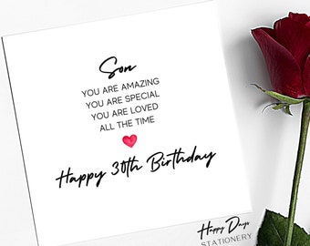 Son Birthday Card Poem, Birthday Card for Son, 30th Birthday Card for Son, Son 30th Birthday, Happy 30th Birthday, 30