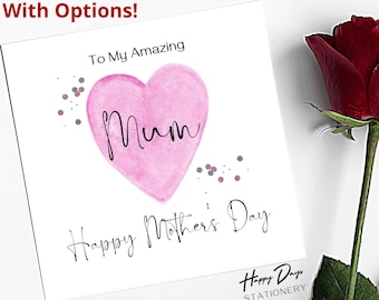 Mother's Day Card for Mum, Amazing Mum Mother's Day Card, Happy Mother's Day, Card for Mum