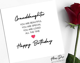 Granddaughter Birthday Card Poem Card for Granddaughter, Birthday Card for Granddaughter, Card for Granddaughter,Birthday Card Granddaughter