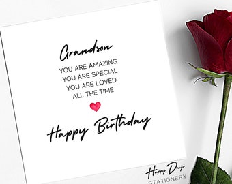 Handmade Grandson Brthday Card Happy Brthday Grandson | Etsy