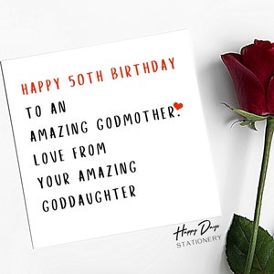 Tarjeta de cumpleaños de la madrina 50 cumpleaños increíble madrina, tarjeta de cumpleaños 50 para la madrina, cumpleaños 50 de la madrina, tarjeta de cumpleaños 50, 50