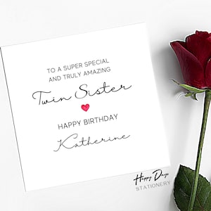 Carte d’anniversaire de sœur jumelle, carte d’anniversaire pour sœur jumelle, carte d’anniversaire jumelle, carte d’anniversaire pour jumelle, sœur jumelle