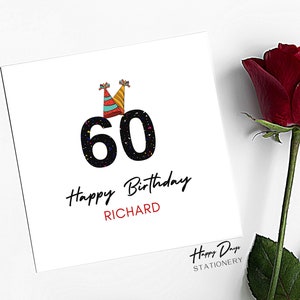 Cartão de 60º aniversário para homem ou mulher, Cartão de 60º aniversário para homem, Cartão de 60º aniversário para mulher, Cartão para ela, Para ele, 60º, 60