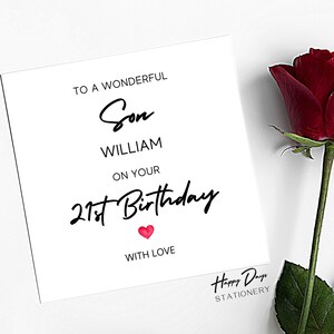 Fils 21e anniversaire carte, 21e carte d'anniversaire pour fils, 21e anniversaire carte, carte d'anniversaire de fils, carte d'anniversaire fils, 21e, 21 ans, 21
