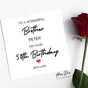 Carte d'anniversaire 50e frère, carte d'anniversaire 50e pour frère, carte d'anniversaire 50e, carte d'anniversaire frère, 50e, 50 ans, 50