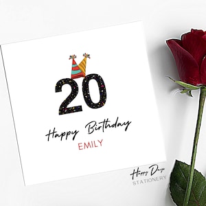 Tarjeta de cumpleaños número 20 para hombre o mujer, tarjeta de cumpleaños número 20 para ella, tarjeta de cumpleaños número 20 para él, tarjeta de cumpleaños 20, 20, 20