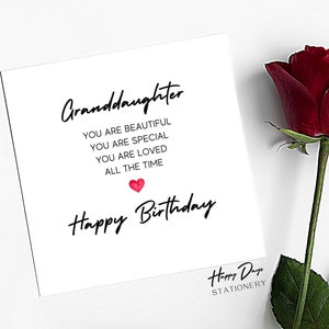Petite-fille carte d'anniversaire carte poème pour petite-fille, carte d'anniversaire pour petite-fille, carte pour petite-fille, carte d'anniversaire petite-fille