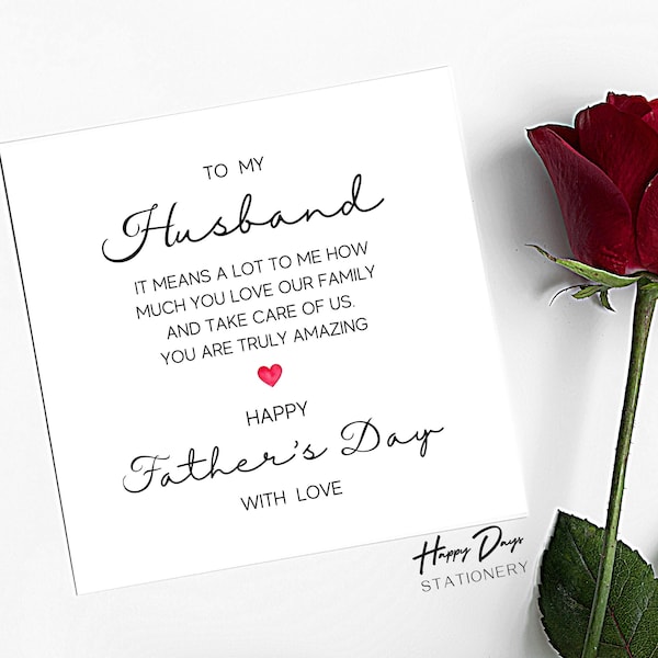 Father's Day Card for Husband, Fathers Day Card from Wife