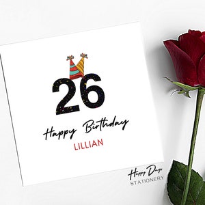 Tarjeta de cumpleaños número 26 para hombre o mujer, tarjeta de cumpleaños número 26 para ella, tarjeta de cumpleaños número 26 para él, 26, 26