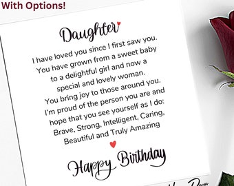 Carte d'anniversaire pour une fille, Poème, Carte d'anniversaire pour fille, Carte d'anniversaire pour fille, Poème d'anniversaire, Carte pour fille, Anniversaire, Fille