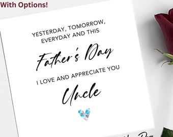 Fathers Day Card For Uncle, Uncle Father's Day Card, Father's Day Card from Niece