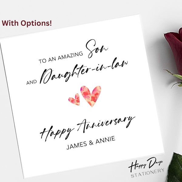 Son and Daughter in Law Anniversary Card - Etsy UK
