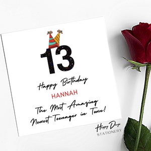 Carte de 13e anniversaire, carte de 13e anniversaire pour fille, carte de 13e anniversaire pour garçon, carte de 13, 13e, 13 anniversaire