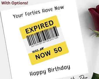 50th Birthday Card Funny Expired Thirties 50 Birthday Card, Card for 50th Birthday, Card for 50 Year Old Man or Woman, Age 50 Birthday, 50th