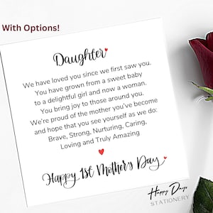 Poema para el primer día de la madre para hija, tarjeta para el primer día de la madre, poema para el primer día de la madre, tarjeta para hija