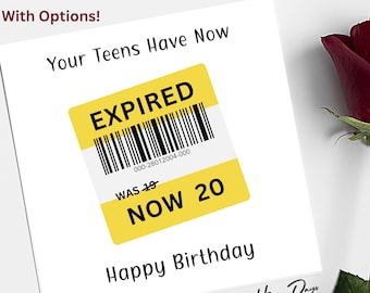 20th Birthday Card Funny Expired Teens 20th Birthday Card, Card for 20th Birthday, Card for 20 Year Old, 20 Birthday Card, 20th Birthday, 20
