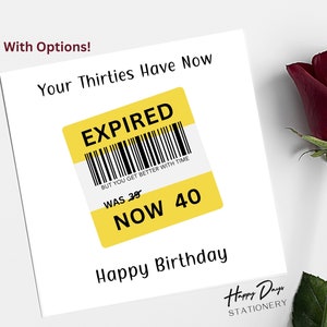 40. Geburtstagskarte, lustig abgelaufene Dreißiger, 40 Geburtstagskarte, Karte zum 40. Geburtstag, Karte für 40 Jahre alte Mann oder Frau, Alter 40 Geburtstag, 40