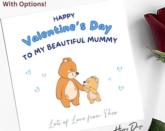 Mummy Valentines Card, Valentine's Card for Mummy, Valentines Card from Daughter, Valentine Card from Son, Card for Mummy, Valentines, Mummy