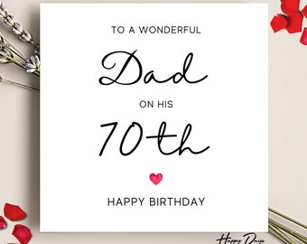 70. Geburtstagskarte „With Love To A Wonderful Dad“ – Inkl. Blauem Umschlag, Ca. 23 X 15 Cm