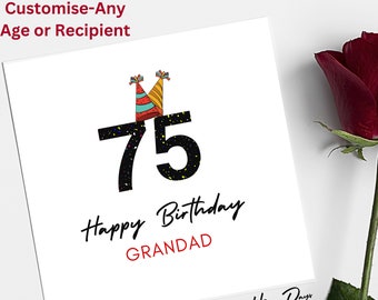 75th Birthday Card for Male or for Female, 75th Birthday Card for Man, 75th Birthday Card for Woman, Card for Her, For Him, 75th, 75