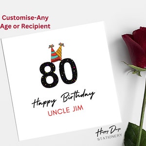 80th Birthday Card for Male or for Female, 80th Birthday Card for Her, 80th Birthday Card for Him, 80, 80th, 80 Birthday Card