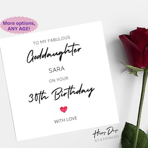 Cartão de aniversário de 30 anos para afilhada, cartão de aniversário de 30 anos para afilhada, cartão de aniversário de 30 anos, cartão de aniversário para afilhada, 30º, 30 anos, 30