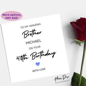 Carte de 40e anniversaire frère, carte de 40e anniversaire pour frère, carte de 40e anniversaire, carte d'anniversaire de frère, 40e, 40 ans, 40 ans