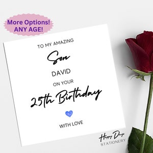 Carte de 25 ans pour fils, carte de 25 ans pour fils, carte de 25 ans, carte d'anniversaire de fils, carte d'anniversaire de fils, 25 ans, 25 ans, 25 ans