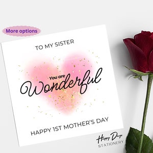 Mother's day Card for Sister Sparkle Heart Sister Mothers Day Card, Mother’s day Card for A Sister, Special Sister Card, For Sis, Mother Day