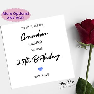 Tarjeta de cumpleaños número 25 para nieto, tarjeta de cumpleaños número 25, tarjeta de cumpleaños número 25, tarjeta de cumpleaños número 25 para nieto, 25, 25 años, 25