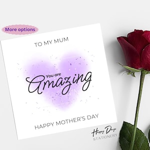 Tarjeta del Día de la Madre para mamá Tarjeta del Día de la Madre Happy Days Mum, Tarjeta del Día de la Madre con corazón brillante y amoroso para mamá, Tarjeta especial para mamá, Día de la Madre