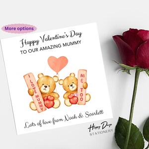 Mummy Valentine’s Day Card, Valentines card for Mummy, Love Mummy Cute Bears Valentine Card, Card for Mummy on Valentines Day