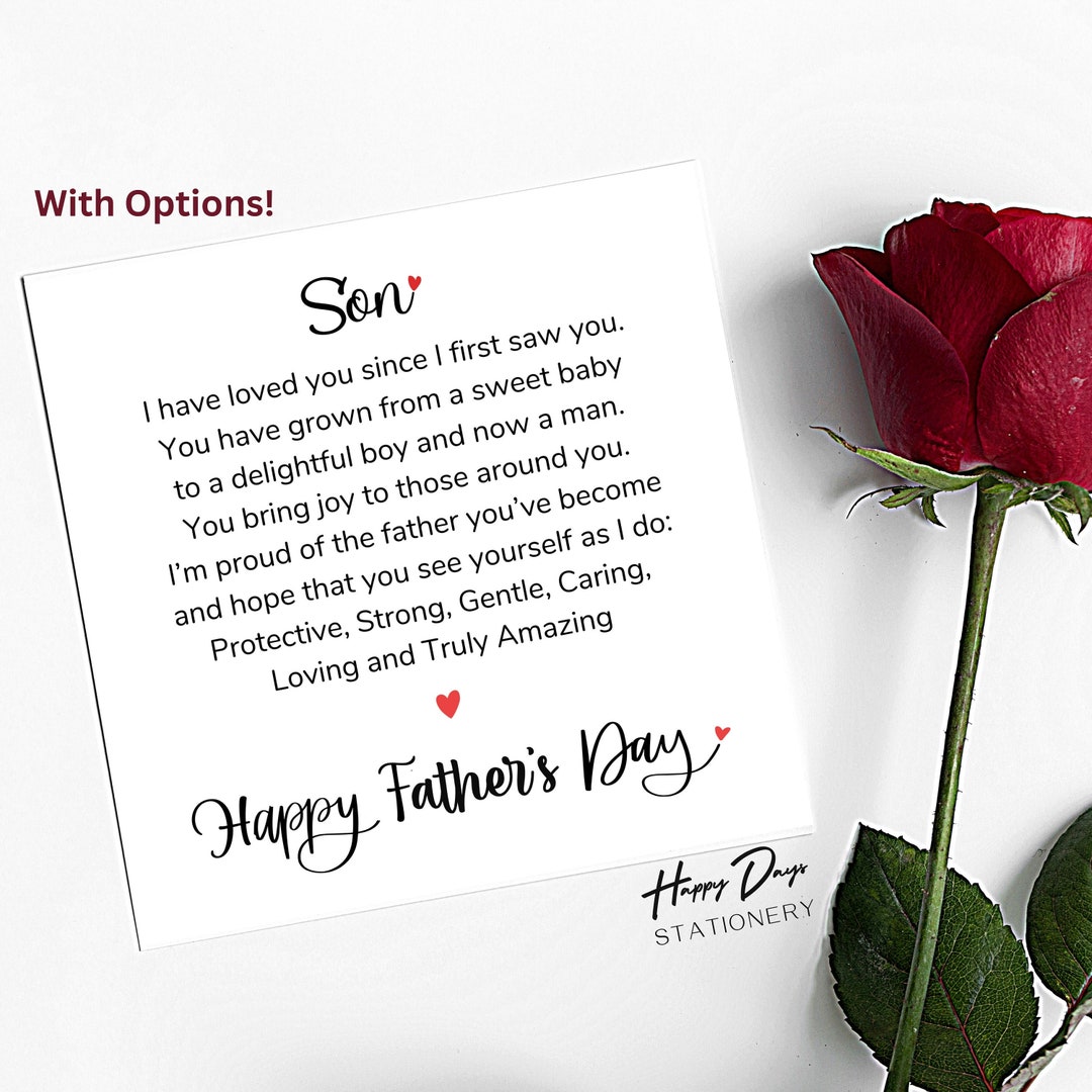 Father's Day Card for Son Poem Father's Day Card for My Son, Father's ...